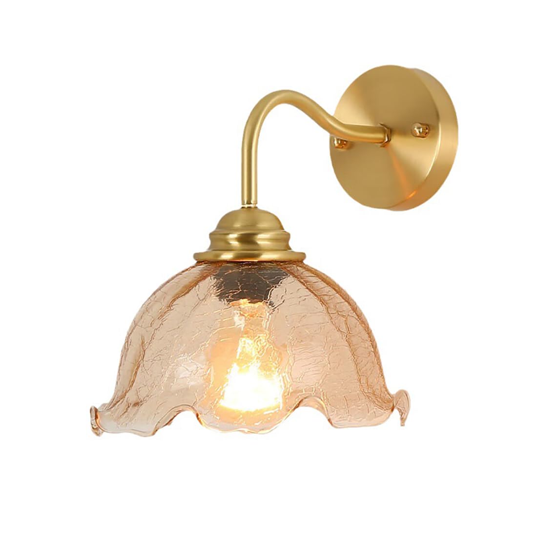 琥珀色滴装飾ガラスシェード☆ヴィンテージ☆口径11cm☆CQ用☆ランプ映え